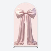 Aperturee - Aperturee Simple Sweet Dusty Pink Bow Birthday Arch Backdrop